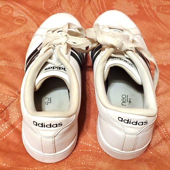 Adidas Neo Cloudfoam Shoes Women's 9 White with Black Stripes - Picture 4 of 5